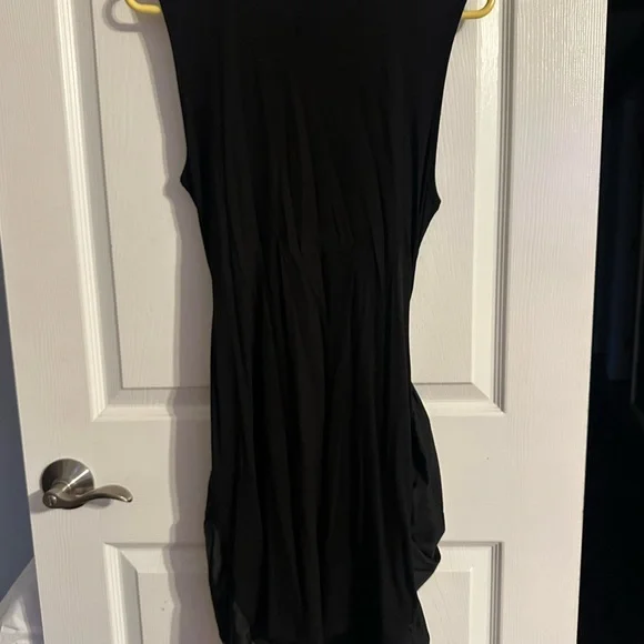 Cider Black High neck Ruched  Knotted Mini Dress w/Branded Tag - Picture 5 of 5